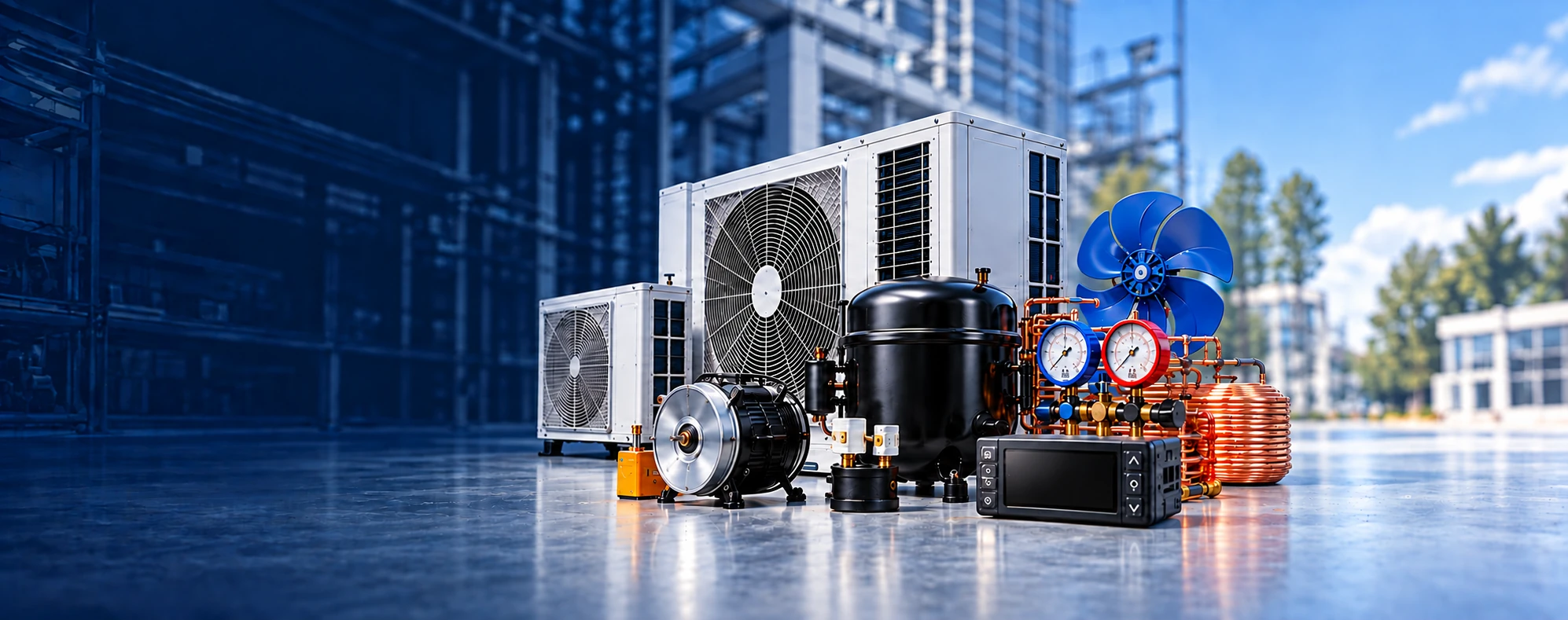 Equipos de refrigeración y climatización en una instalación técnica